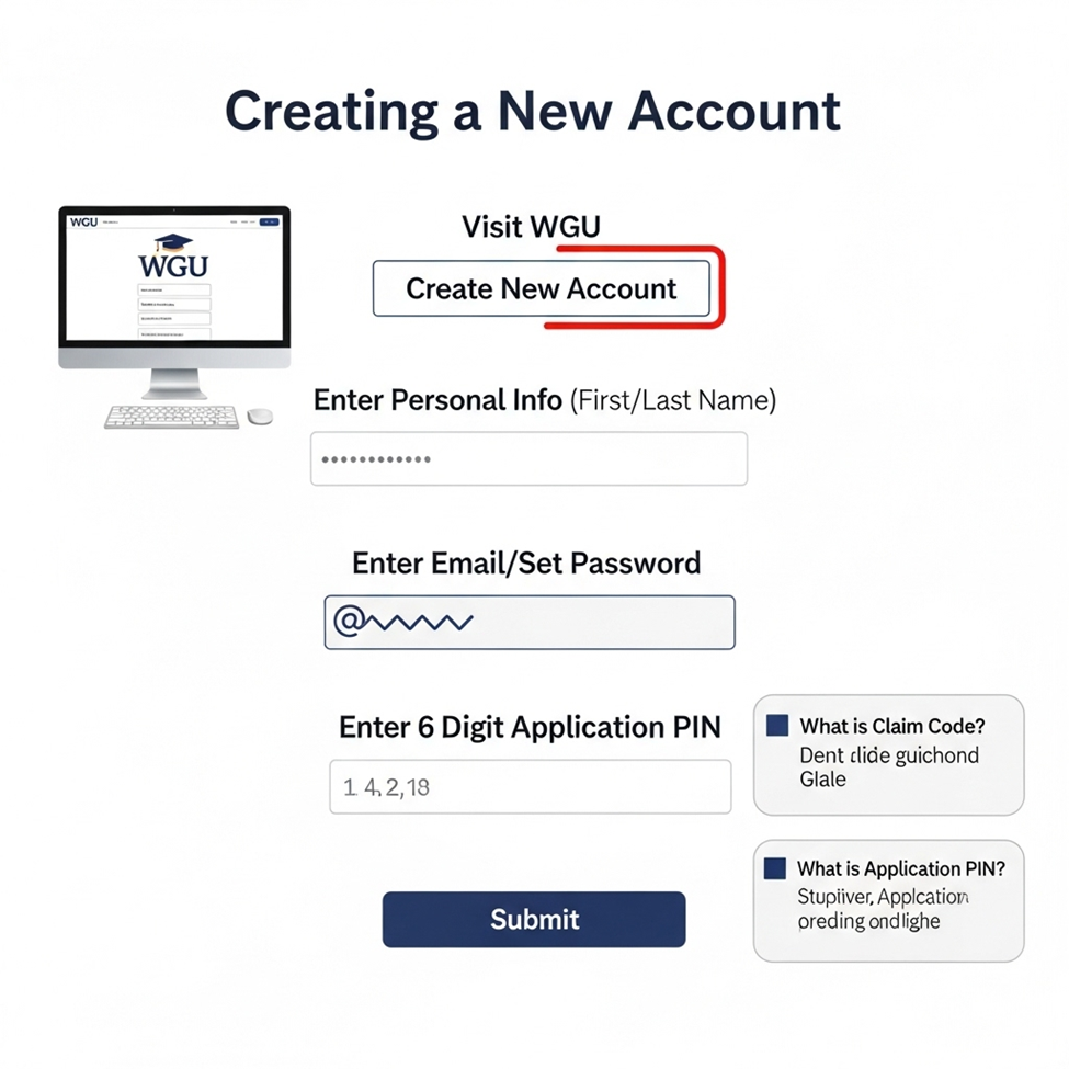 Create a new account on wgu portal